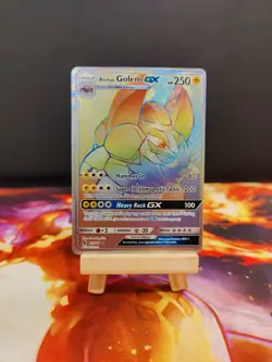 *RAINBOW* Alolan Golem GX (Crimson Invasion) 113/111 -Secret- Pokemon TCG - Image 1