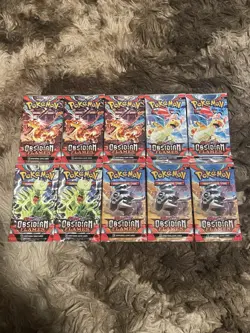Pokemon TCG Scarlet and Violet Obsidian Flames Booster Packs Lot of (10) Sealed - Image 1