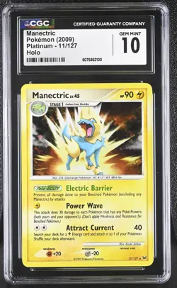 CGC 10 GEM MINT Manectric 2009 Platinum 11/127 Holo Pokemon Card - Image 1