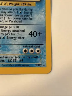 Pokemon BLASTOISE BASE SET Unlimited Rare Holographic Card 2/102 - Image 4