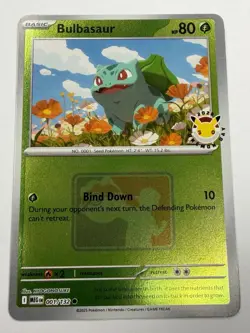 Pokemon TCG Bulbasaur 001/132 Mega Evolution Pokemon Day Stamp 2026 Holo NM - Image 1