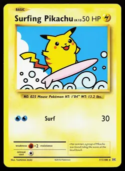 Surfing Pikachu 111/108 Secret Rare XY Evolutions Pokemon Card - Image 1