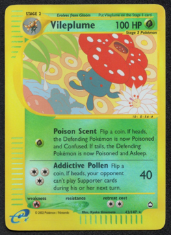Pokemon TCG Vileplume Card 43/147 Aquapolis Reverse Holo Lightly Played - Image 1