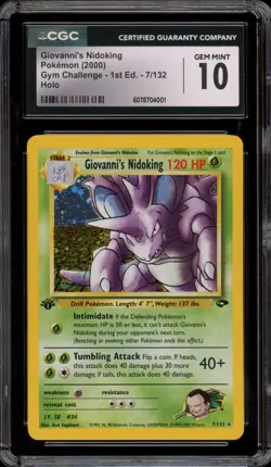 Pokemon Giovanni's Nidoking Gym Challenge 1st Edition Holo Rare #7 CGC 10 - Image 1