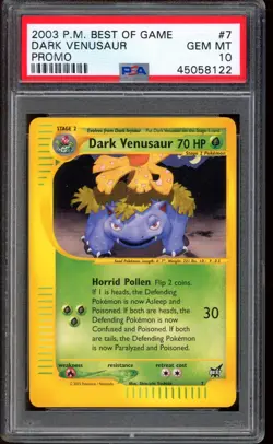 2003 Pokemon Dark Venusaur Best of Game promo #7 PSA 10 GEM MINT - Image 1