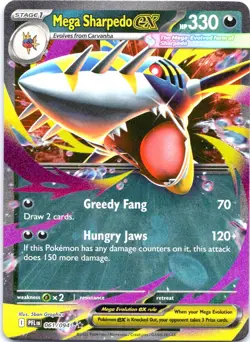 Mega Sharpedo Double Rare ex 061/094 Me02: Phantasmal Flames POKEMON NEAR MINT - Image 1
