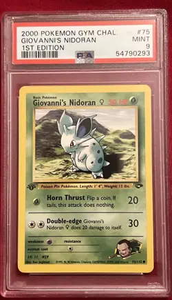 2000 Pokemon Gym Chal. Giovanni’s Nidoran #75 1st Edition PSA 9 - Image 1