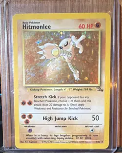 Pokemon Hitmonlee Fossil Holo Rare 7/62 60 HP Card - Image 1