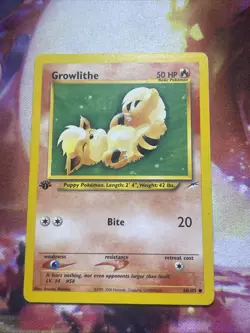 Growlithe 68/105 Mp 1st Edition Neo Destiny Common Pokemon TCG 2000 - Image 1