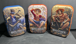 One Piece Mini-Tin Vol.2 New Sealed Lot Of (3) tins.Includes Ace, Sabo, Luffy - Image 1