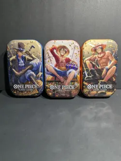 One Piece Mini-Tin Vol.2 New Sealed Lot Of (3) tins.Includes Ace, Sabo, Luffy - Image 5