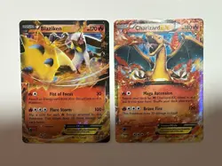 Pokemon XY Holo EX Fire Lot 2 Cards Blaziken EX Charizard EX - Image 1