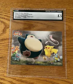 CGC 8.5 Mew Snorlax Clear Card Pokemon Center Tokyo DX Opening 2018 Limited Ed - Image 1