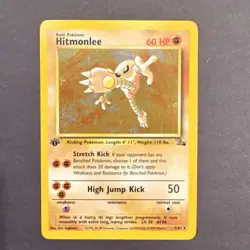 Pokemon Hitmonlee Fossil 7/62 Holo Rare 1st Edition 60 HP Card - Image 1