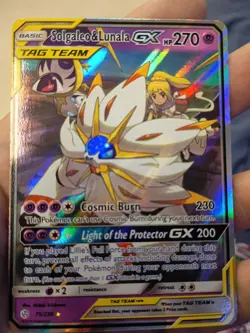 Pokemon TCG Solgaleo & Lunala GX Holo Card 75/236 Sun & Moon Cosmic Eclipse - Image 1