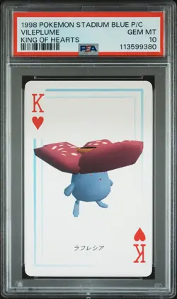 1998 POKEMON STADIUM BLUE VERSION PLAYING CARDS KING OF HEARTS VILEPLUME PSA 10 - Image 1