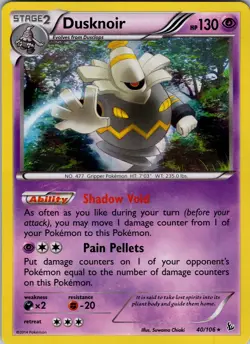 Pokemon TCG Dusknoir XY Flashfire 40/106 Holo Rare Card NM - Image 1