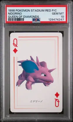 1998 POKEMON STADIUM RED VERSION PLAYING CARDS QUEEN OF DIAMONDS NIDORINO PSA 10 - Image 1