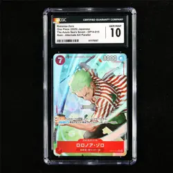 CGC 10 GEM MINT 2025 One Piece JPN Roronoa Zoro OP14-015 R (Alt Art) - Image 2