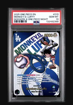 2025 One Piece Monkey D. Luffy Dodgers Promo PSA 10 GEM MINT #010 - Image 3