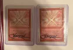 2x 1995 MTG LP Mana Flare cards 3rd Edition SIGNED CHRIS RUSH 🔥 Vintage MTG! - Image 1