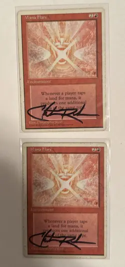 2x 1995 MTG LP Mana Flare cards 3rd Edition SIGNED CHRIS RUSH 🔥 Vintage MTG! - Image 2