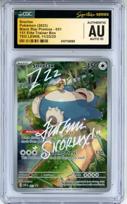 CGC Authentic Auto 10 Ted Lewis Snorlax 051 Scarlet & Violet Promo Cards Holo - Image 1