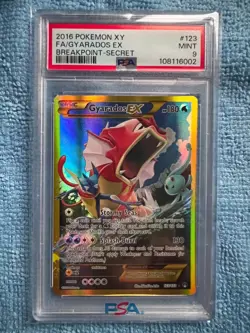 2016 POKEMON XY BREAKPOINT SECRET #123 FULL ART/GYARADOS EX PSA 9 - Image 1