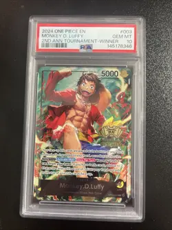 One Piece ST13-003 Luffy 2nd Anniversary Tournament Winner Promo PSA 10 - Image 1