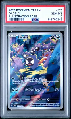 2024 POKEMON TEF EN-TEMPORAL FORCES ILLUSTRATION RARE #177 GASTLY PSA 10 - Image 1