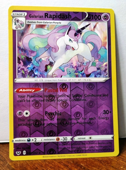 POKEMON GALARIAN RAPIDASH 082/202 REVERSE HOLO RARE SWORD & SHIELD NM NEAR MINT - Image 1