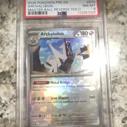 Pokemon Archaludon Master Ball Pattern PSA 8 Holo 070/131 Prismatic Evolutions - Image 1