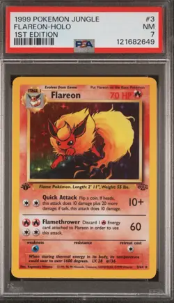 1999 Pokemon Jungle 1st Edition Flareon Holo PSA 7 NM - Image 1
