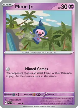 Mime Jr. - 031/091 PAF 031/091 Pokemon SV: Paldean Fates Common Reverse Holof... - Image 1