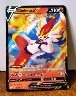 POKEMON CINDERACE V 035/192 ULTRA RARE REBEL CLASH NEAR MINT - Image 1
