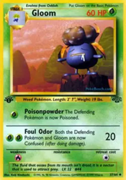 Heavily Played, English Pokemon Regular Gloom - 37/64 - Uncommon - 1st Edition J - Image 1