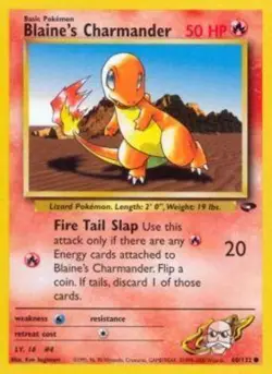 Damaged, English Pokemon Regular Blaine's Charmander - 60/132 - Common - Unlimit - Image 1