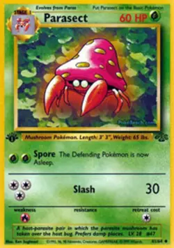 Damaged, English Pokemon Regular Parasect - 41/64 - Uncommon - 1st Edition Jungl - Image 1