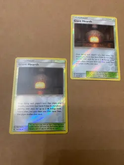 Pokemon Unified Minds Giant Hearth Cards 2x Reverse Holo x2 Uncommon LP - Image 1