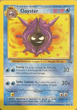 Pokemon Full Evolution Shellder(54) to Cloyster(32) FOSSIL Collection Card - Image 3