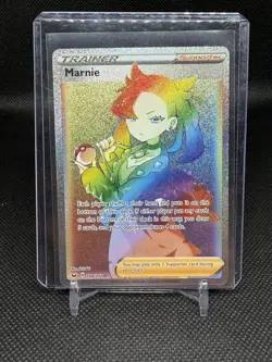 Pokemon TCG Sword & Shield Marnie #208 Rainbow Rare Full Art NM - Image 1