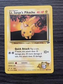 Pokemon TCG Lt. Surge's Pikachu Card #84/132 Gym Challenge, Regular Non-Holo - Image 1