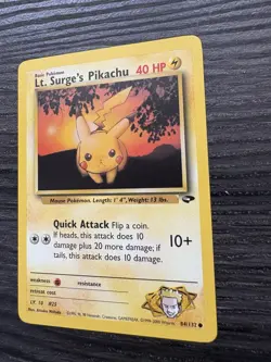 Pokemon TCG Lt. Surge's Pikachu Card #84/132 Gym Challenge, Regular Non-Holo - Image 5