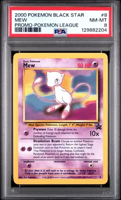 2000 Pokemon Black Star Mew Promo #8 PSA 5, 6 and 8 and Pikachu SM183 PSA 6 - Image 1