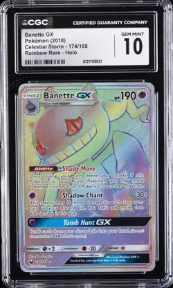 2018 POKEMON CELESTIAL STORM RAINBOW RARE - HOLO BANETTE GX CGC 10 GEM MINT - Image 1
