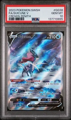 2023 POKEMON SWORD & SHIELD CROWN ZENITH #GG38 FULL ART/SUICUNE V PSA 10 - Image 1