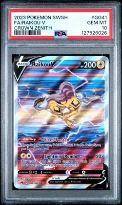 2023 POKEMON SWORD & SHIELD CROWN ZENITH #GG41 FULL ART/RAIKOU V PSA 10 - Image 1