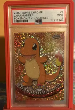 2000 TOPPS CHROME POKEMON T.V. SPARKLE #4 CHARMANDER PSA 9 mint - Image 1