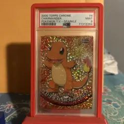 2000 TOPPS CHROME POKEMON T.V. SPARKLE #4 CHARMANDER PSA 9 mint - Image 3