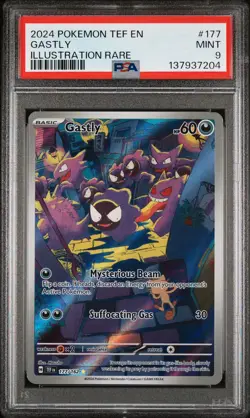 2024 POKEMON TEF EN-TEMPORAL FORCES ILLUSTRATION RARE #177 GASTLY PSA 9 - Image 1